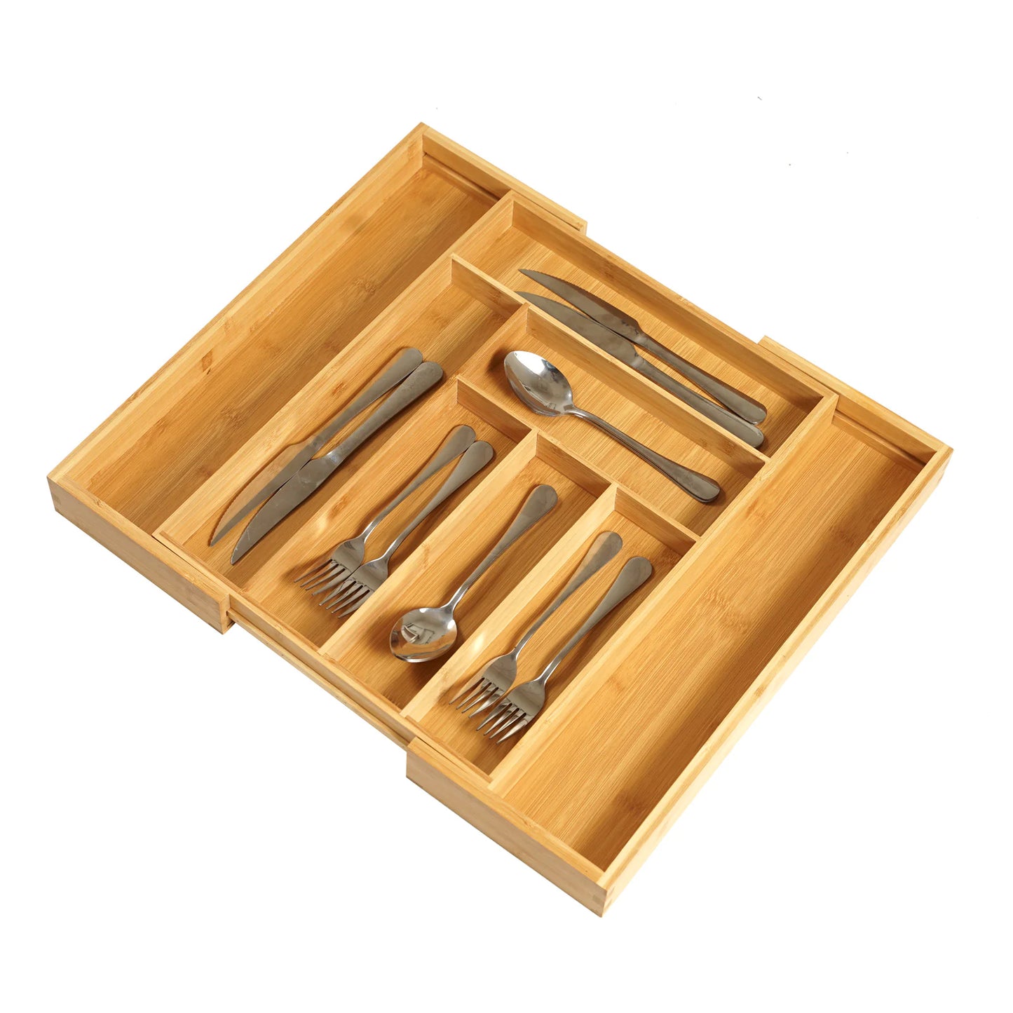 Bamboo Retractable Cutlery Organizer
