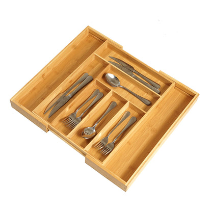 Bamboo Retractable Cutlery Organizer
