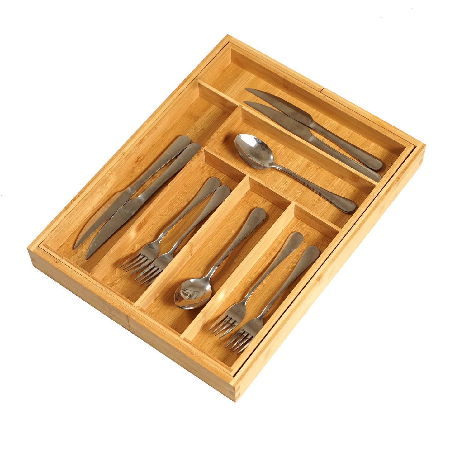 Bamboo Retractable Cutlery Organizer