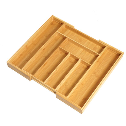Bamboo Retractable Cutlery Organizer